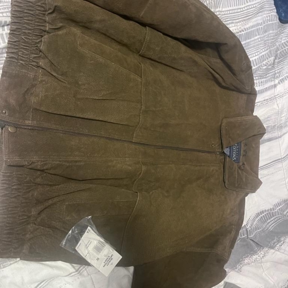 Mens Green Leather Jacket Large - Picture 2 of 3